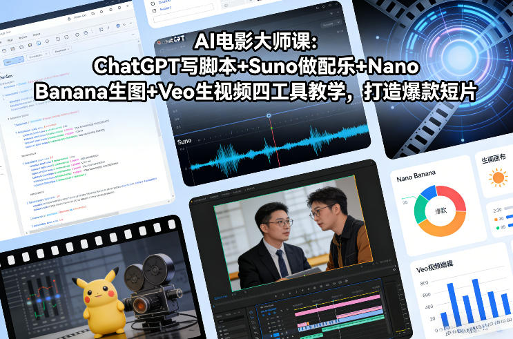 AI电影大师课：ChatGPT写脚本+Suno做配乐+Nano Banana生图+Veo生视频，打造爆款短片-立业有术