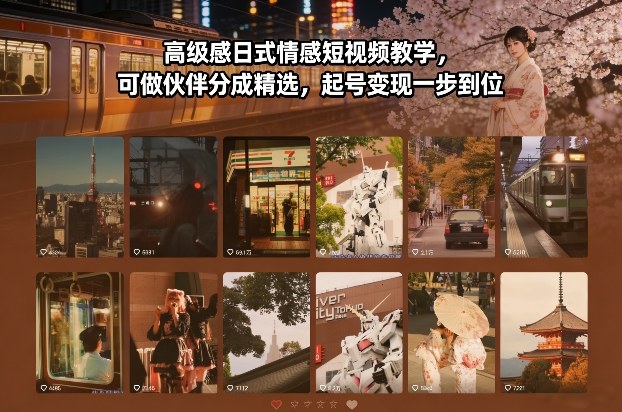 高级感日式情感短视频教学，可做伙伴分成精选，起号变现一步到位-立业有术