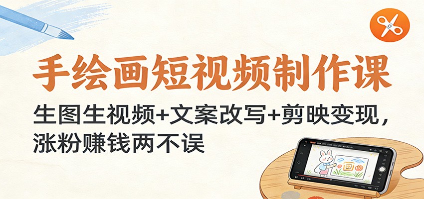 手绘画短视频制作课：生图生视频+文案改写+剪映变现，涨粉赚钱两不误-立业有术