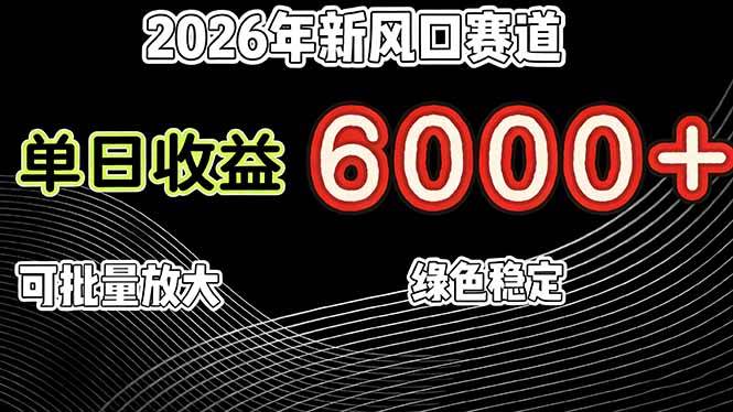 （17135期）2026年新风口赛道，当日6000+以上，可批量放大，月收入20万+，长期绿色稳定的项目-立业有术