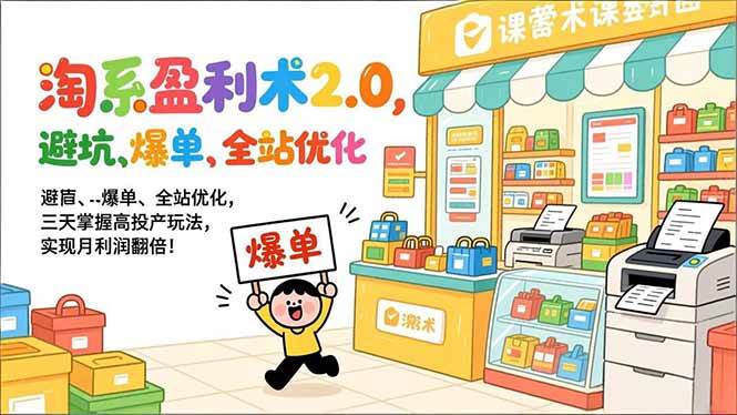 （17127期）淘系盈利术2.0，避坑、爆单、全站优化，三天掌握高投产玩法，实现月利润翻倍！-立业有术