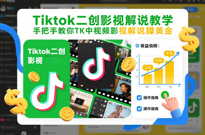 Tiktok二创影视解说教学，手把手教你TK中视频影视解说賺美金（更新26年1月）-立业有术