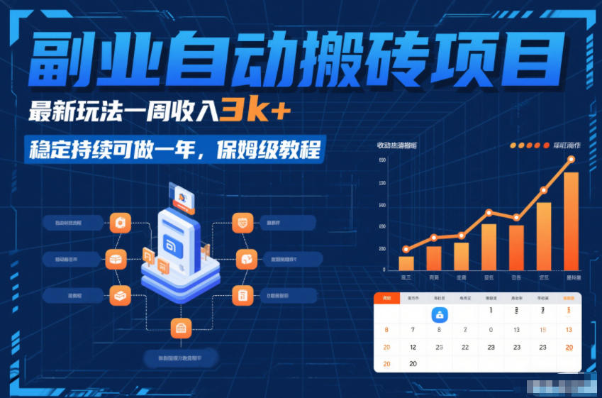 副业自动搬砖项目，最新玩法一周收入3k+，稳定持续可做一年，保姆级教程【揭秘】-立业有术