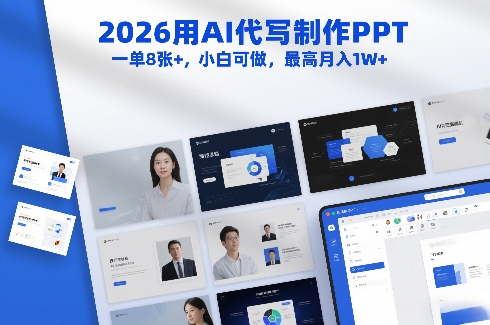 2026用AI代写制作PPT，一单8张+，小白可做，最高月入1W+-立业有术