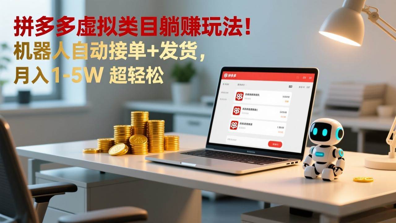 （17174期）多多虚拟类目躺赚玩法！机器人自动接单+发货，月入 1-5W 超轻松-立业有术
