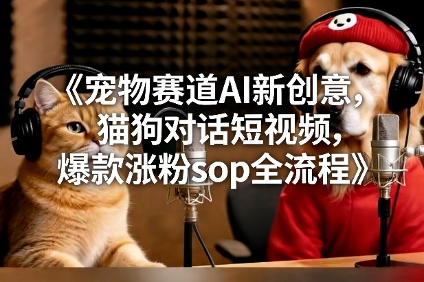 宠物赛道AI新创意，猫狗对话短视频，爆款涨粉sop全流程-立业有术
