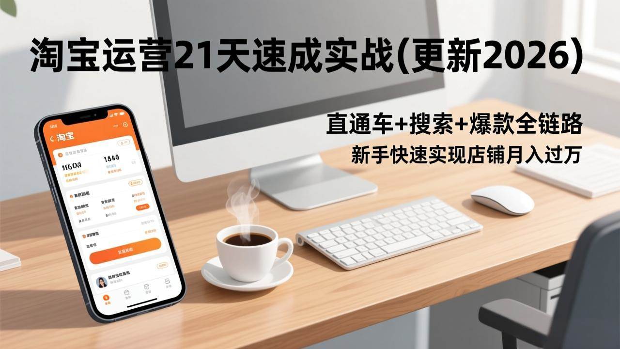 （17201期）淘宝运营21天速成实战(更新2026)，直通车+搜索+爆款全链路，新手快速实现店铺月入过万-立业有术
