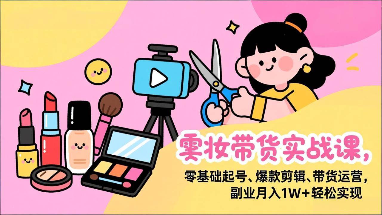 （17189期）美妆带货实战课，零基础起号、爆款剪辑、带货运营，副业月入1W+轻松实现-立业有术