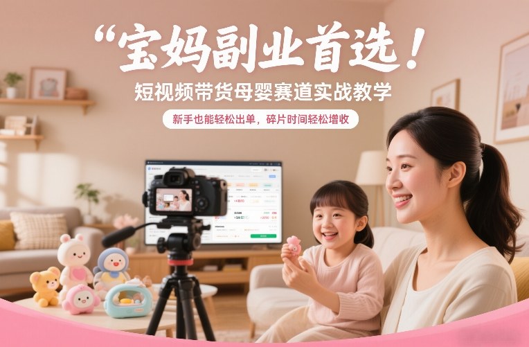 宝妈副业首选！短视频带货母婴赛道实战教学，新手也能轻松出单，碎片时间轻松增收-立业有术
