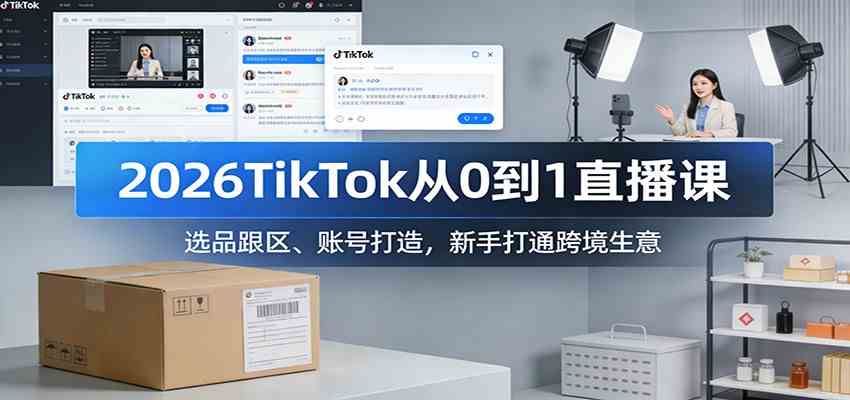 2026TikTok从0到1直播课：选品跟区、账号打造，新手打通跨境生意-立业有术