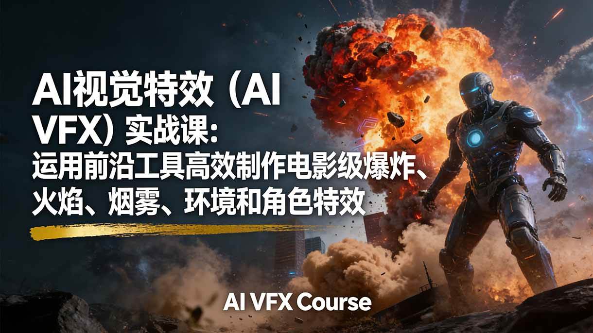 （17212期）AI视觉特效（AI VFX）实战课：运用前沿工具高效制作电影级爆炸、火焰、烟雾、环境和角色特效-立业有术
