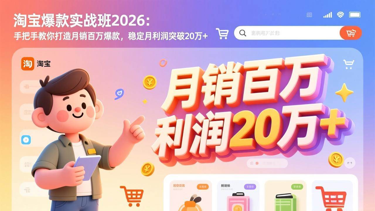 （17209期）淘宝爆款实战班2026：手把手教你打造月销百万爆款，稳定月利润突破20万+-立业有术