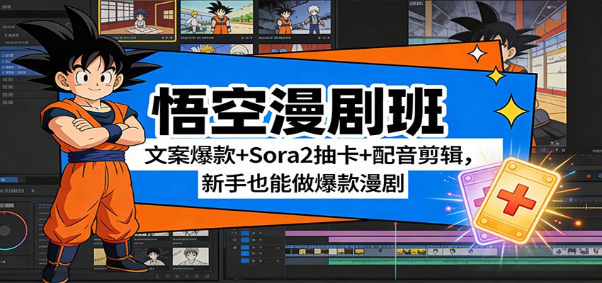 悟空漫剧班：文案爆款+Sora2抽卡+配音剪辑，新手也能做爆款漫剧-立业有术