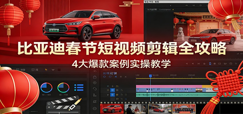 比亚迪春节短视频剪辑全攻略，4大爆款案例实操教学-立业有术