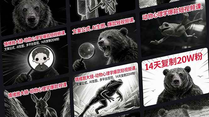 （17376期）情绪放大镜-动物心理学爆款短视频课，文案公式、AI生图、多平台变现，14天复制20W粉-立业有术