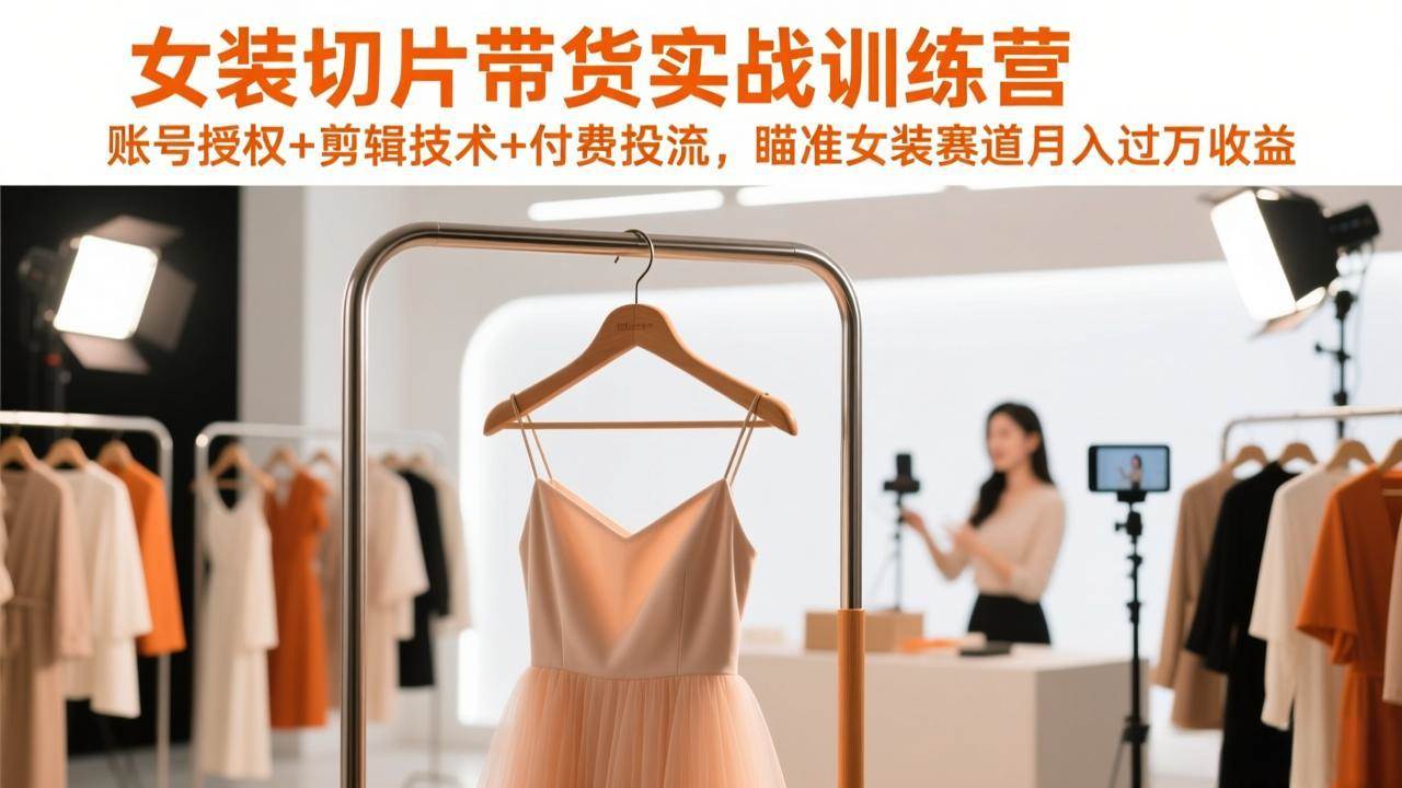 （17357期）女装切片带货实战训练营，账号授权+剪辑技术+付费投流，瞄准女装赛道月入过万收益-立业有术