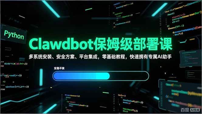 （17343期）Clawdbot保姆级部署课，多系统安装、安全方案、平台集成，零基础教程，快速拥有专属AI助手-立业有术
