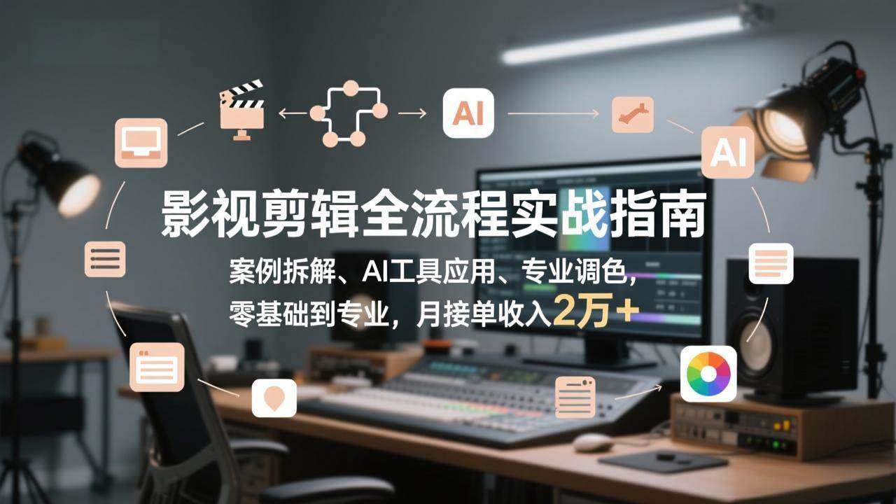 （17338期）影视剪辑全流程实战指南，案例拆解、AI工具应用、专业调色，零基础到专业，月接单收入2万+-立业有术