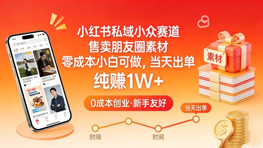 小红书私域小众赛道，售卖朋友圈素材，零成本小白可做，当天出单，月入1W+-立业有术
