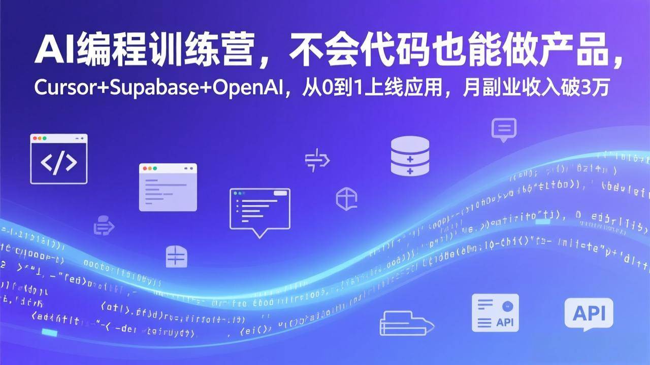 （17388期）AI编程训练营，不会代码也能做产品，Cursor+Supabase+OpenAI，从0到1上线应用，月副业收入破3万-立业有术