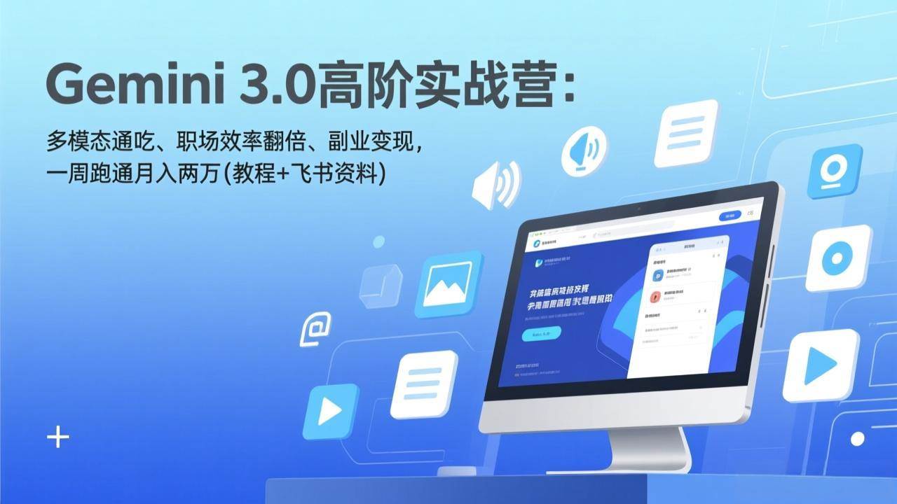 （17386期）Gemini 3.0高阶实战营：多模态通吃、职场效率翻倍、副业变现，一周跑通月入两万(教程+飞书资料)-立业有术