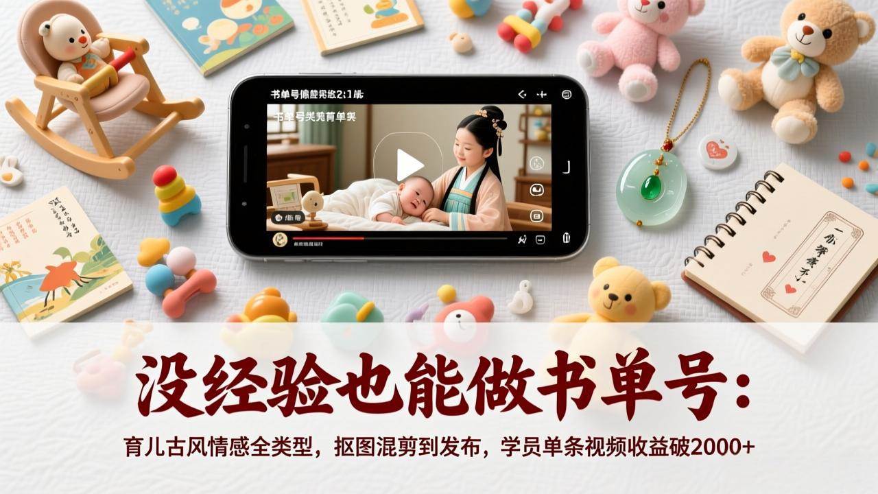 （17389期）没经验也能做书单号：育儿古风情感全类型，抠图混剪到发布，学员单条视频收益破2000+-立业有术