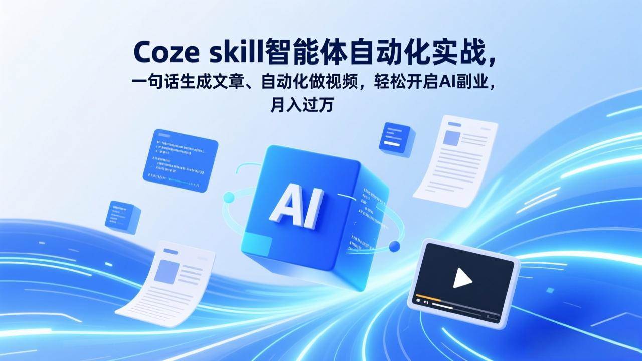 （17399期）Coze skill智能体自动化实战，一句话生成文章、自动化做视频，轻松开启AI副业，月入过万-立业有术