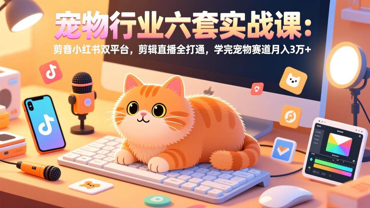 （17411期）宠物行业六套实战课：抖音小红书双平台，剪辑直播全打通，学完宠物赛道月入3万+-立业有术