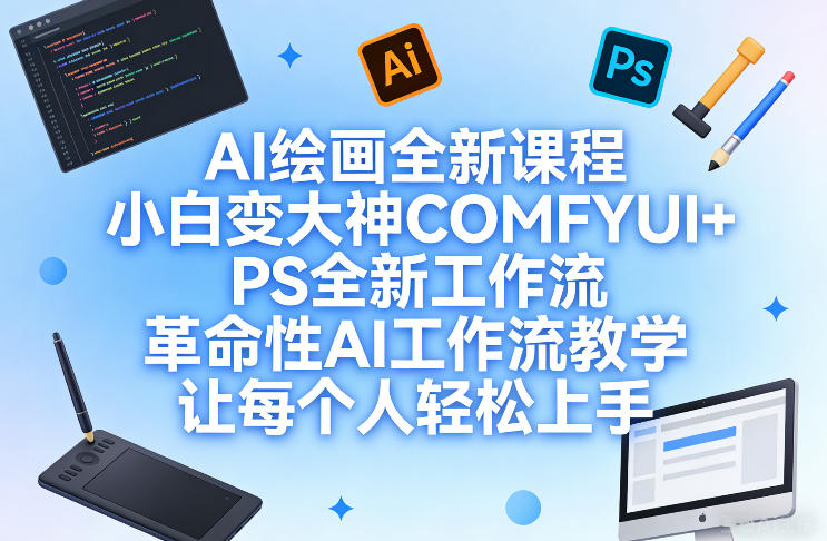 AI绘画全新课程，小白变大神COMFYUI+PS全新工作流，革命性AI工作流教学，让每个人轻松上手-立业有术