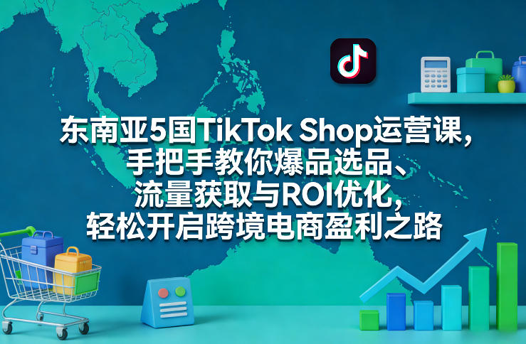 东南亚5国TikTok Shop运营课，手把手教你爆品选品、流量获取与ROI优化，轻松开启跨境电商盈利之路-立业有术