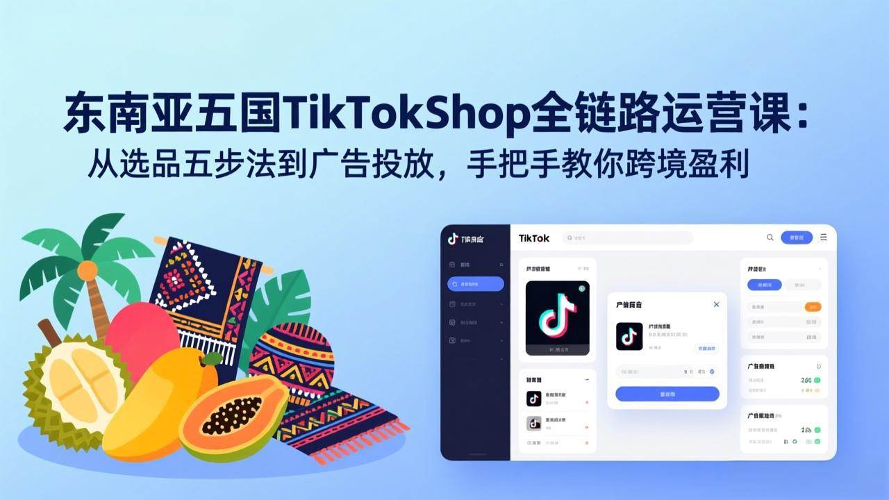 （17511期）东南亚五国TikTok Shop全链路运营课：从选品五步法到广告投放，手把手教你跨境盈利-立业有术