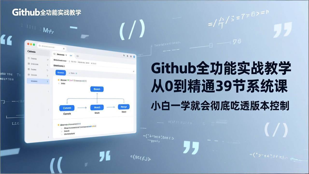 （17501期）GitHub-全功能实战教学，从0到精通39节系统课，小白一学就会彻底吃透版本控制-立业有术