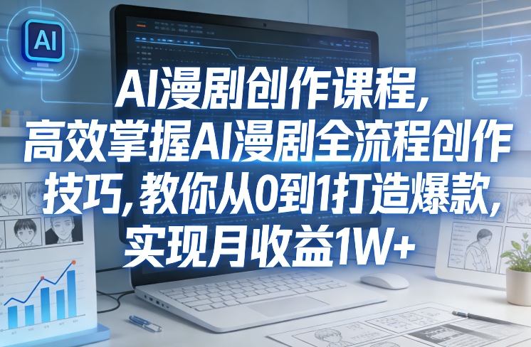 某社群AI漫剧创作课程，高效掌握AI漫剧全流程创作技巧，教你从0到1打造爆款，实现月收益1W+-立业有术