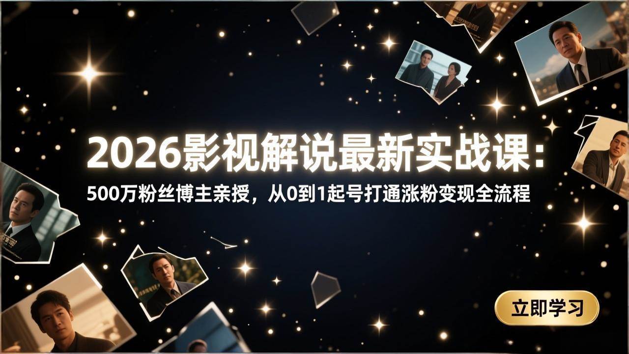（17530期）2026影视解说最新实战课：500万粉丝博主亲授，从0到1起号打通涨粉变现全流程-立业有术