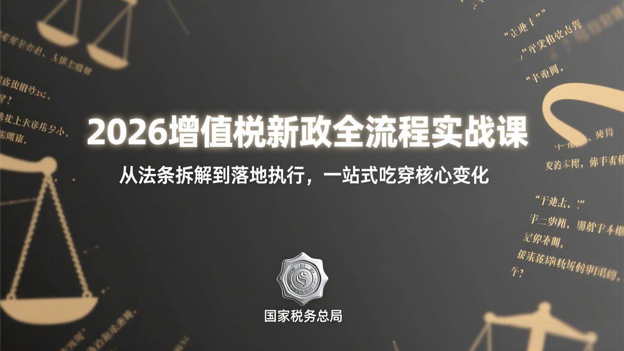 （17529期）2026增值税新政全流程实战课：从法条拆解到落地执行，一站式吃透核心变化-立业有术