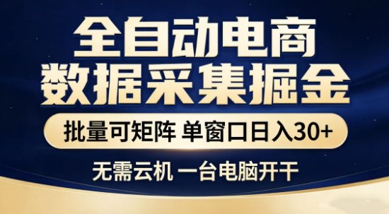 独家电商数据全自动采集项目，批量可矩阵，单窗口轻松日入3张+【揭秘】-立业有术