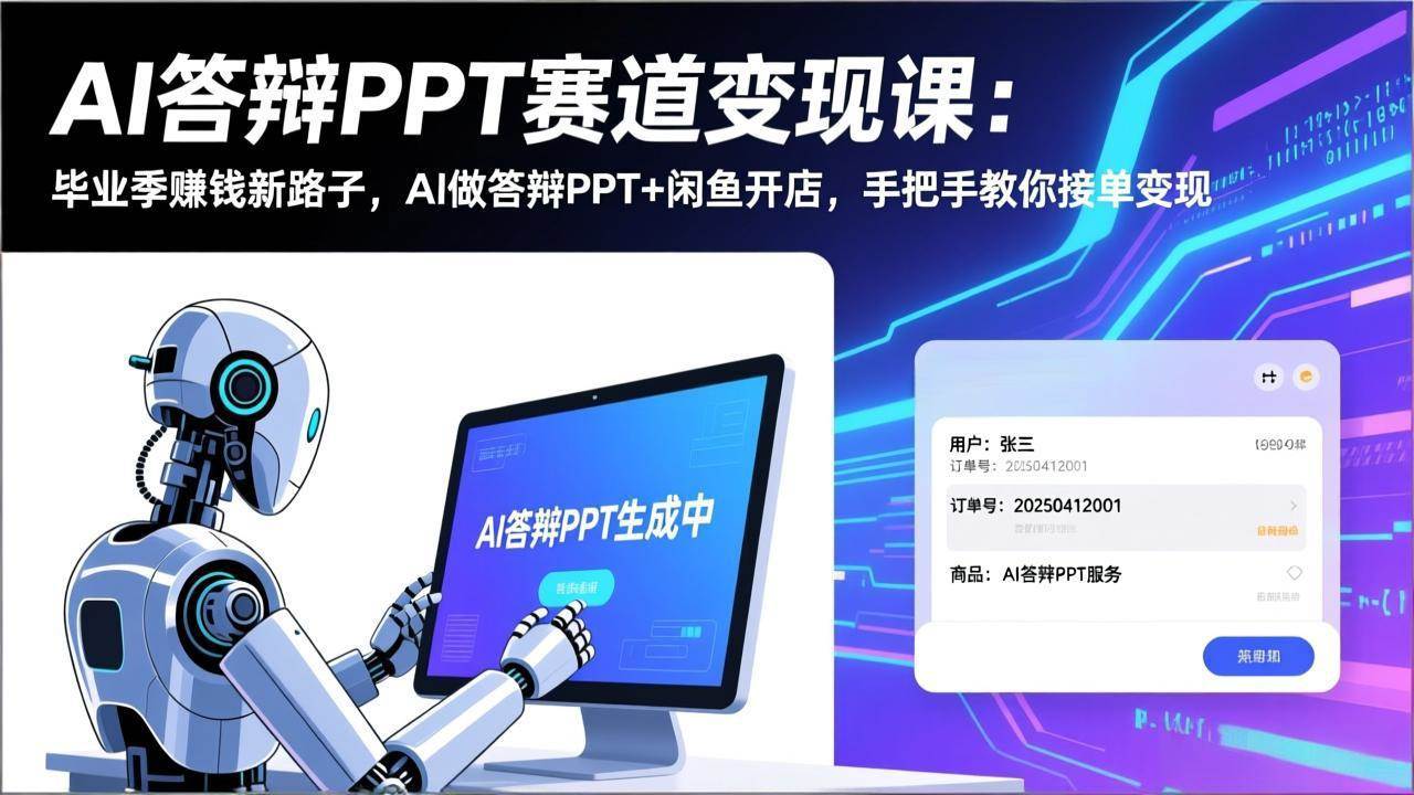 （17546期）AI答辩PPT赛道变现课：毕业季赚钱新路子，AI做答辩PPT+闲鱼开店，手把手教你接单变现-立业有术