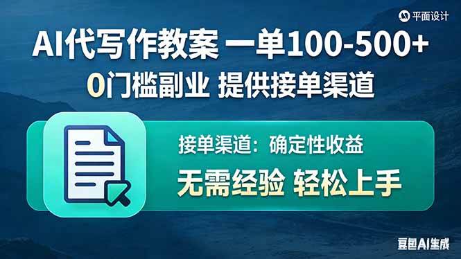 （17538期）AI代写作教案，一单100-500+，提供接单渠道，0门槛副业！-立业有术