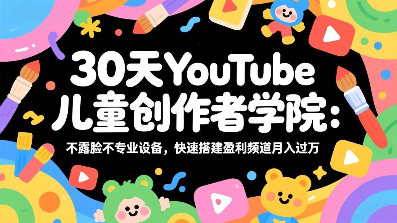 （17554期）30天YouTube儿童创作者学院：不露脸不专业设备，快速搭建盈利频道月入过万-立业有术
