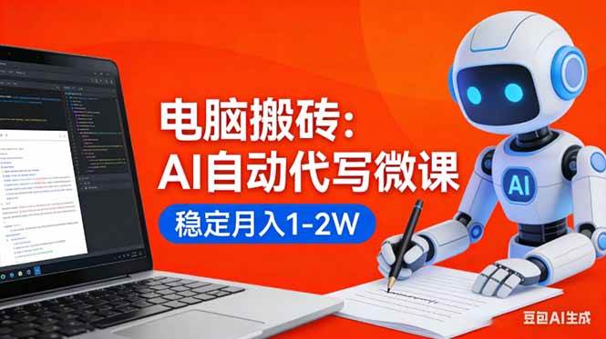 （17582期）电脑搬砖：AI自动代写微课，稳定月入1-2W，提供接单渠道，0门槛小白可做！-立业有术