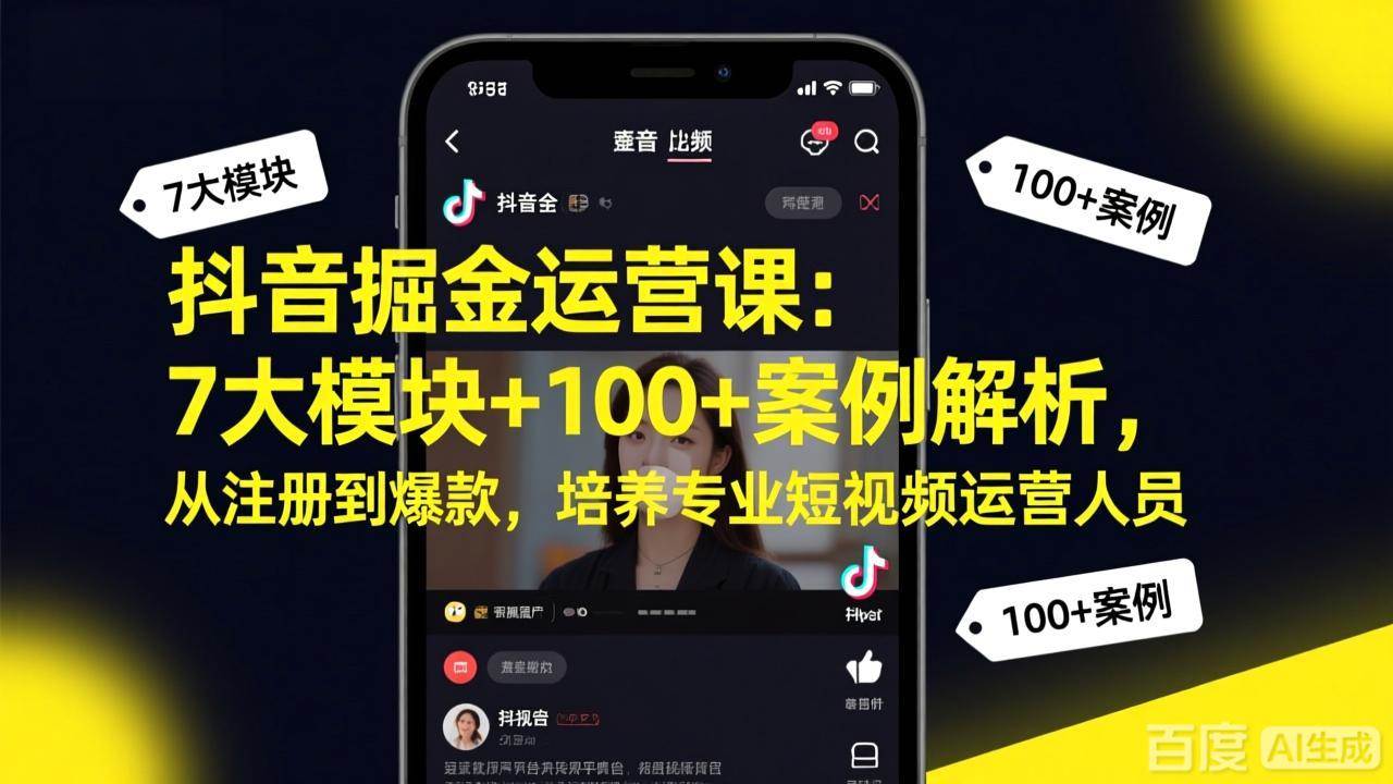 （17573期）抖音掘金运营课：7大模块+100+案例解析，从注册到爆款，培养专业短视频运营人员-立业有术