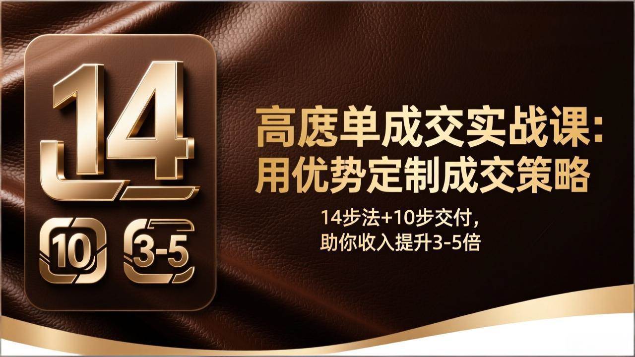 （17572期）高客单成交实战课：用优势定制成交策略，14步法+10步交付，助你收入提升3-5倍-立业有术