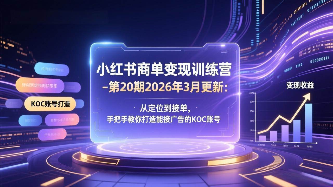 （17590期）小红书商单变现训练营-第20期26年3月更新：从定位到接单，手把手教你打造能接广告的KOC账号-立业有术