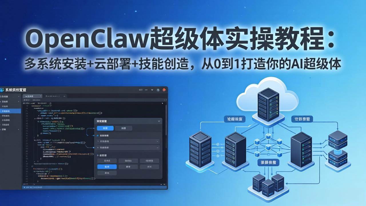 （17603期）OpenClaw-小龙虾 超级体实操教程：多系统安装+云部署+技能创造，从0到1打造你的AI超级体-立业有术