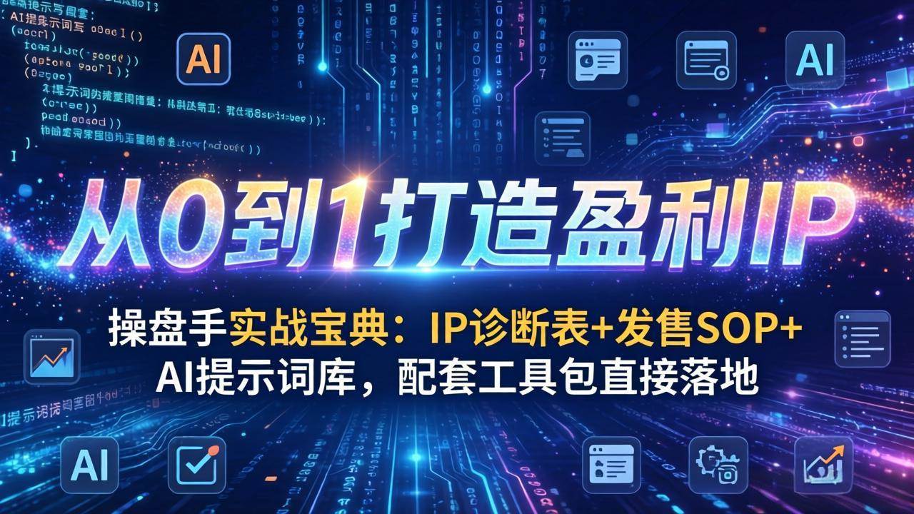 （17593期）操盘手实战宝典：IP诊断表+发售SOP+AI提示词库，配套工具包直接落地，从0到1打造盈利IP-立业有术
