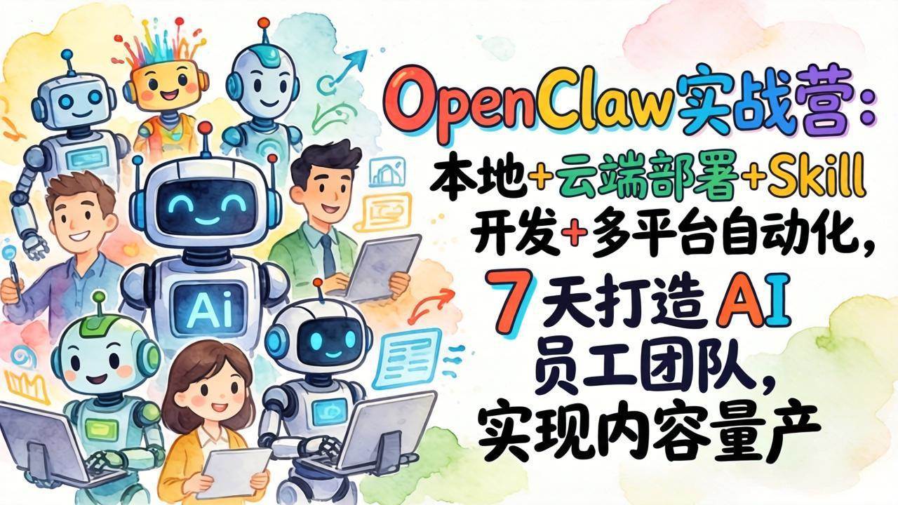 （17626期）OpenClaw实战营：本地+云端部署+Skill开发+多平台自动化，7 天打造 AI 员工团队，实现内容量产-立业有术
