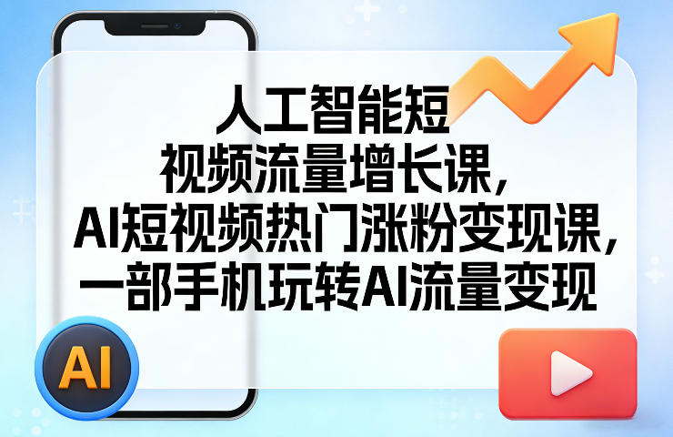 人工智能短视频流量增长课，AI短视频热门涨粉变现课，一部手机玩转AI流量变现-立业有术