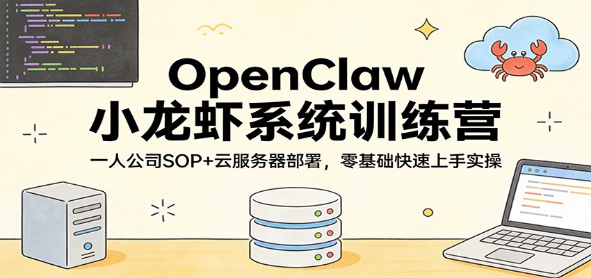 OpenClaw小龙虾系统训练营：一人公司SOP，云服务器部署，零基础快速上手实操-立业有术