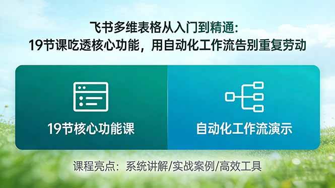 （17634期）飞书多维表格从入门到精通：19节课吃透核心功能，用自动化工作流告别重复劳动-立业有术