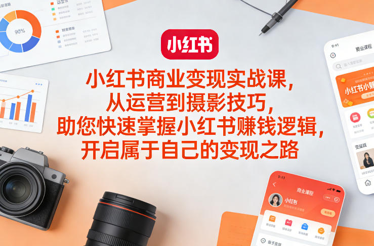 小红书商业变现实战课，从运营到摄影技巧，助您快速掌握小红书賺钱逻辑，开启属于自己的变现之路-立业有术
